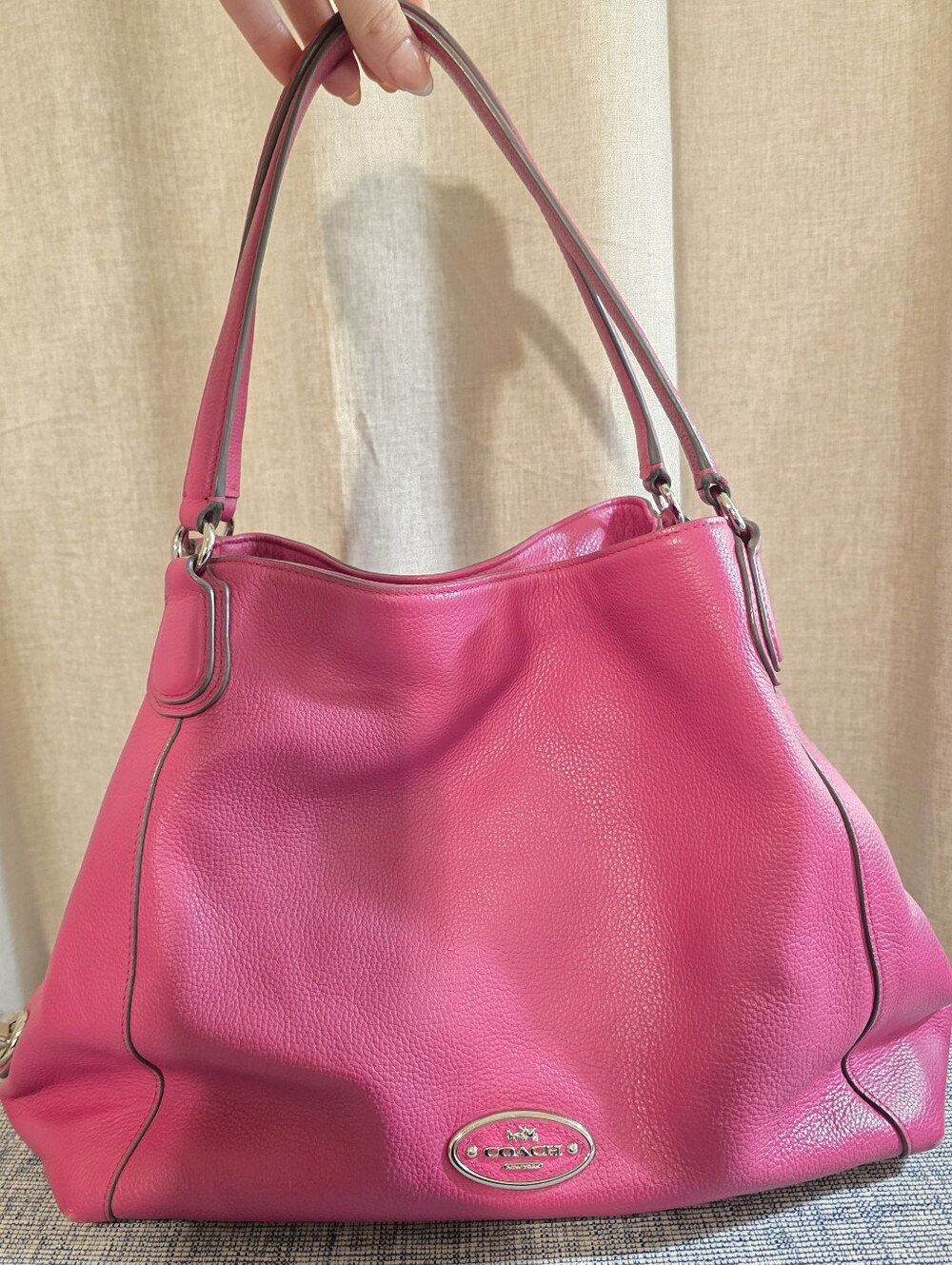 Coach Hot Pink Pebbled Leather Shoulder Bag